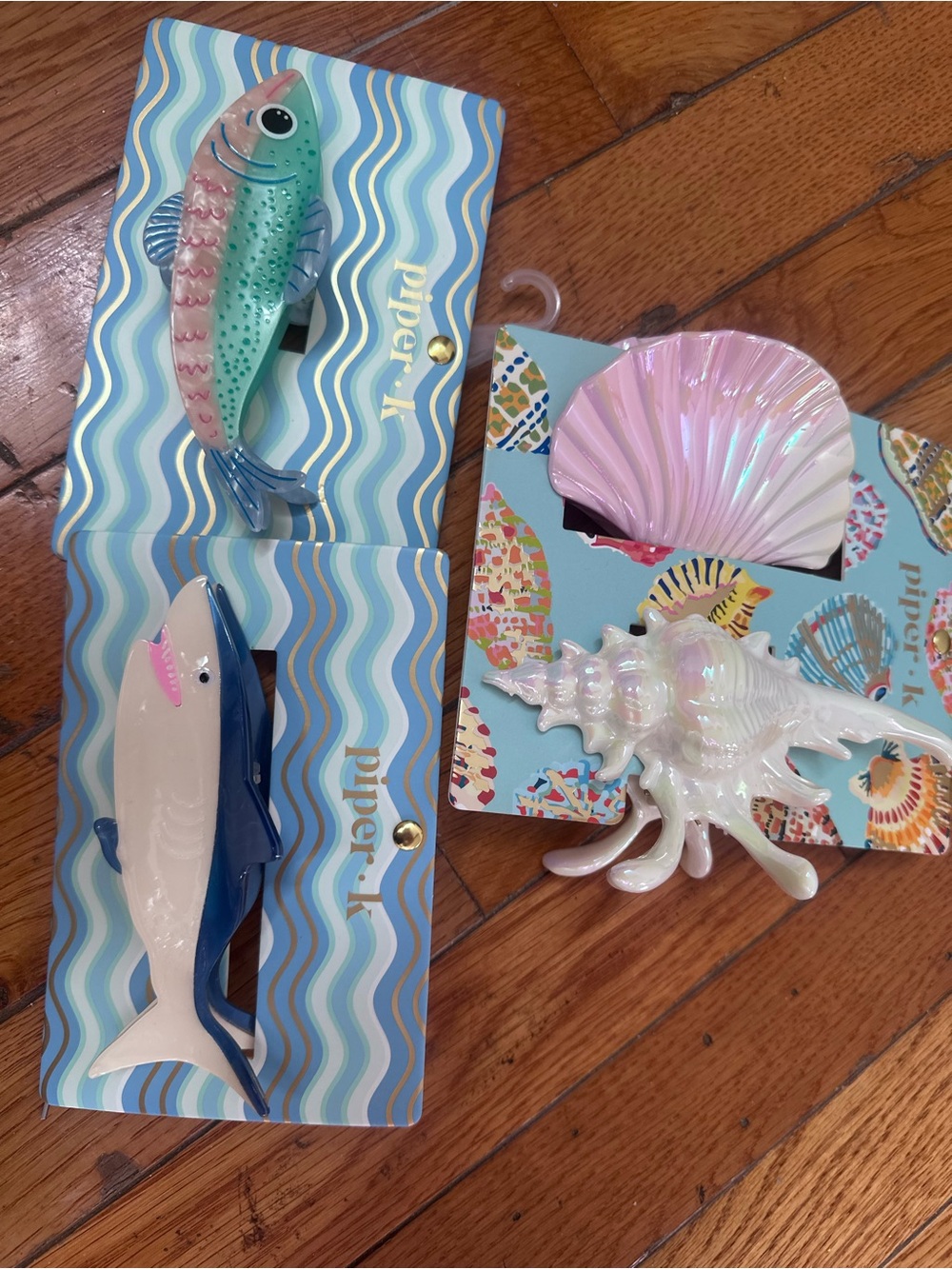 Piper K Bundle Sea Life Hair Clips - Iridescent Shell & Ocean Creatures